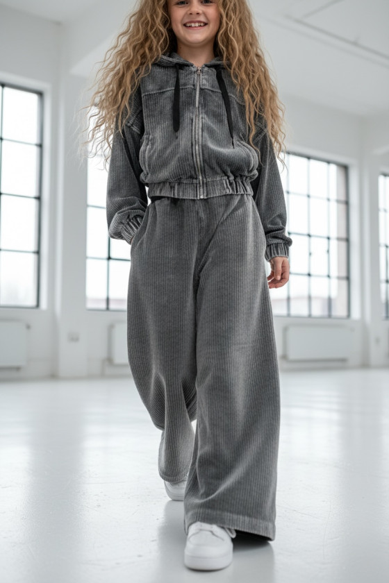 Komplet bluza i spodnie Welur Prążkowany