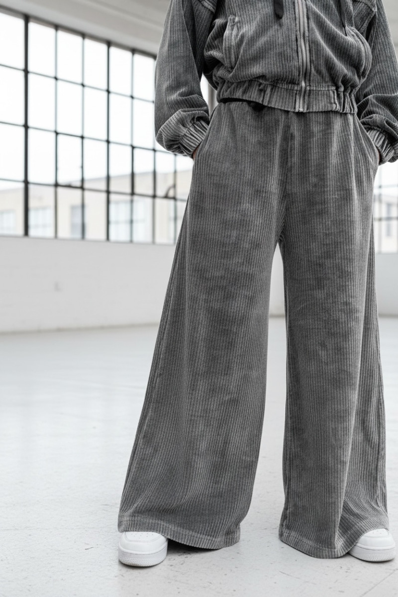 Komplet bluza i spodnie Welur Prążkowany