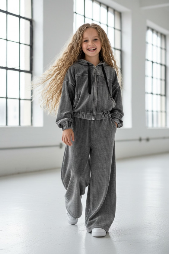 Komplet bluza i spodnie Welur Prążkowany