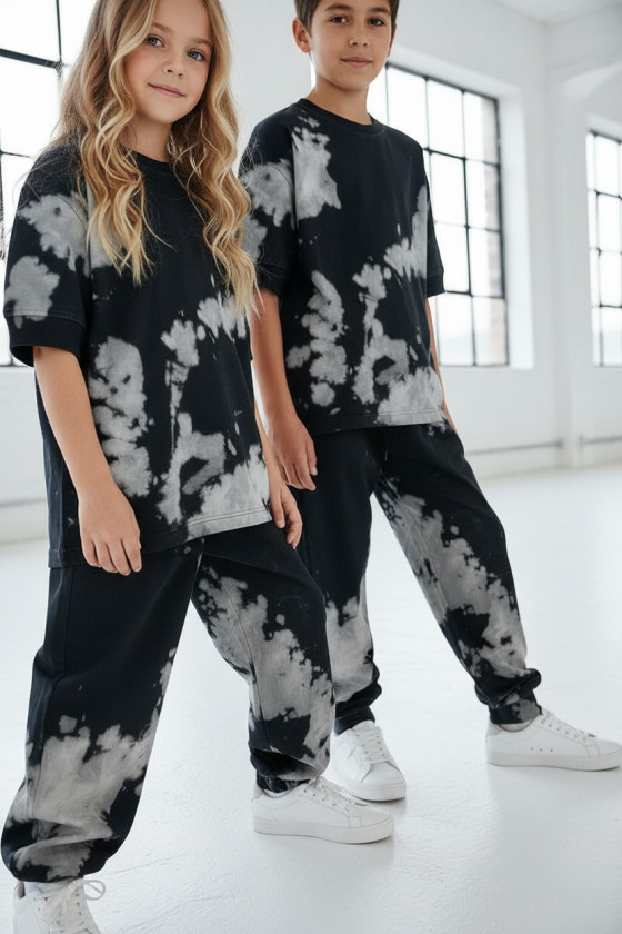 Komplet unisex Tie Dye bluzka i długie spodnie