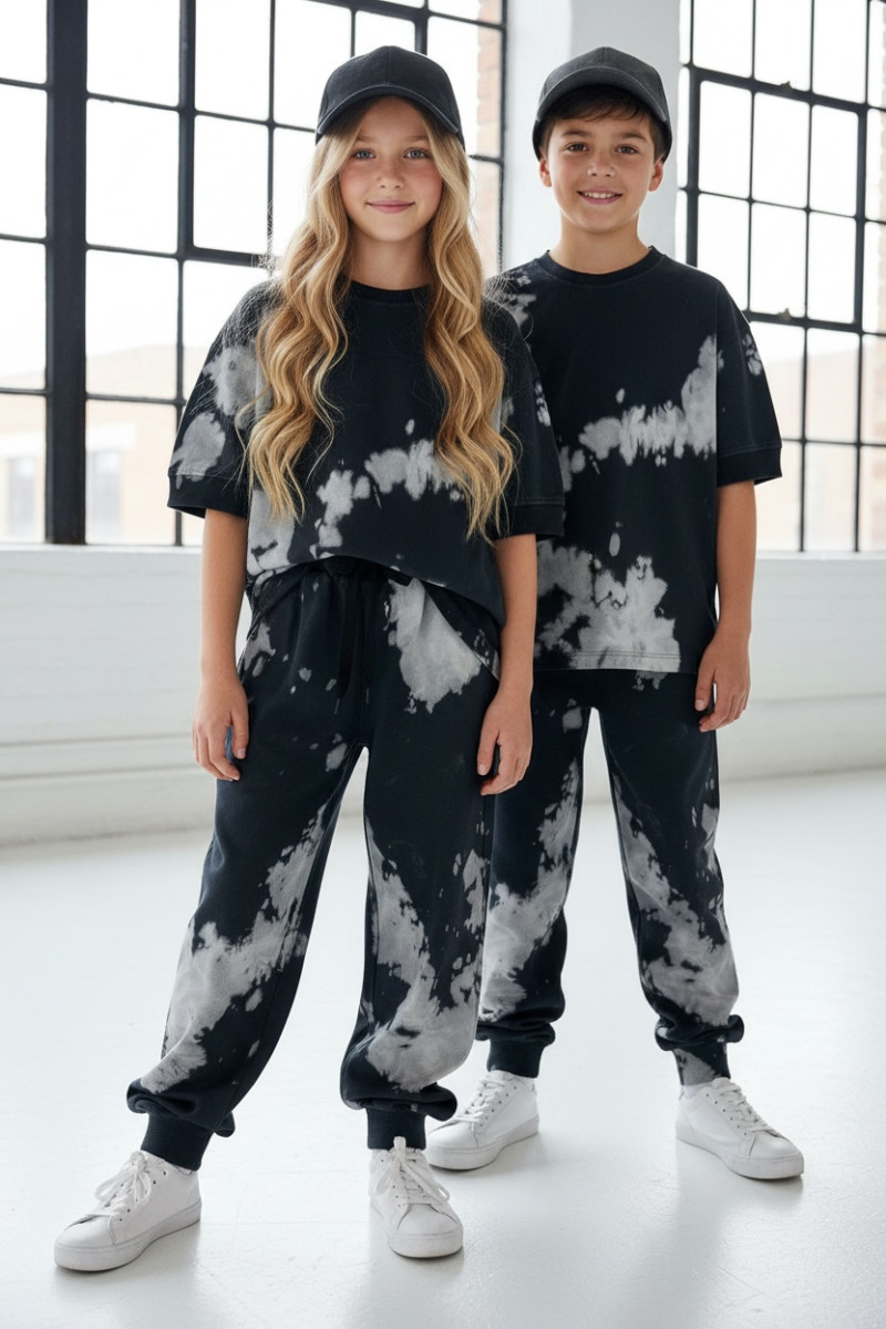 Komplet unisex Tie Dye bluzka i długie spodnie