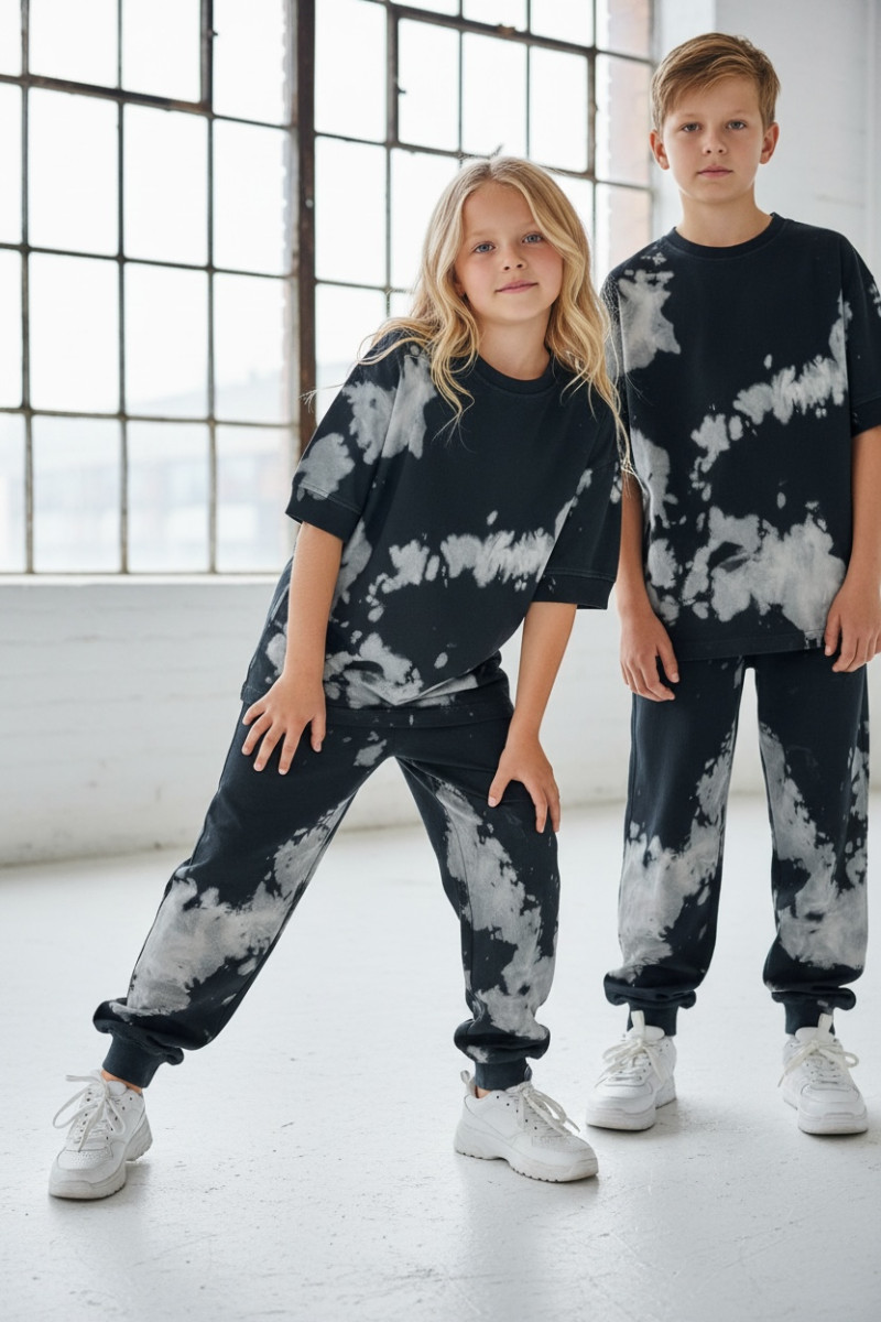 Komplet unisex Tie Dye bluzka i długie spodnie