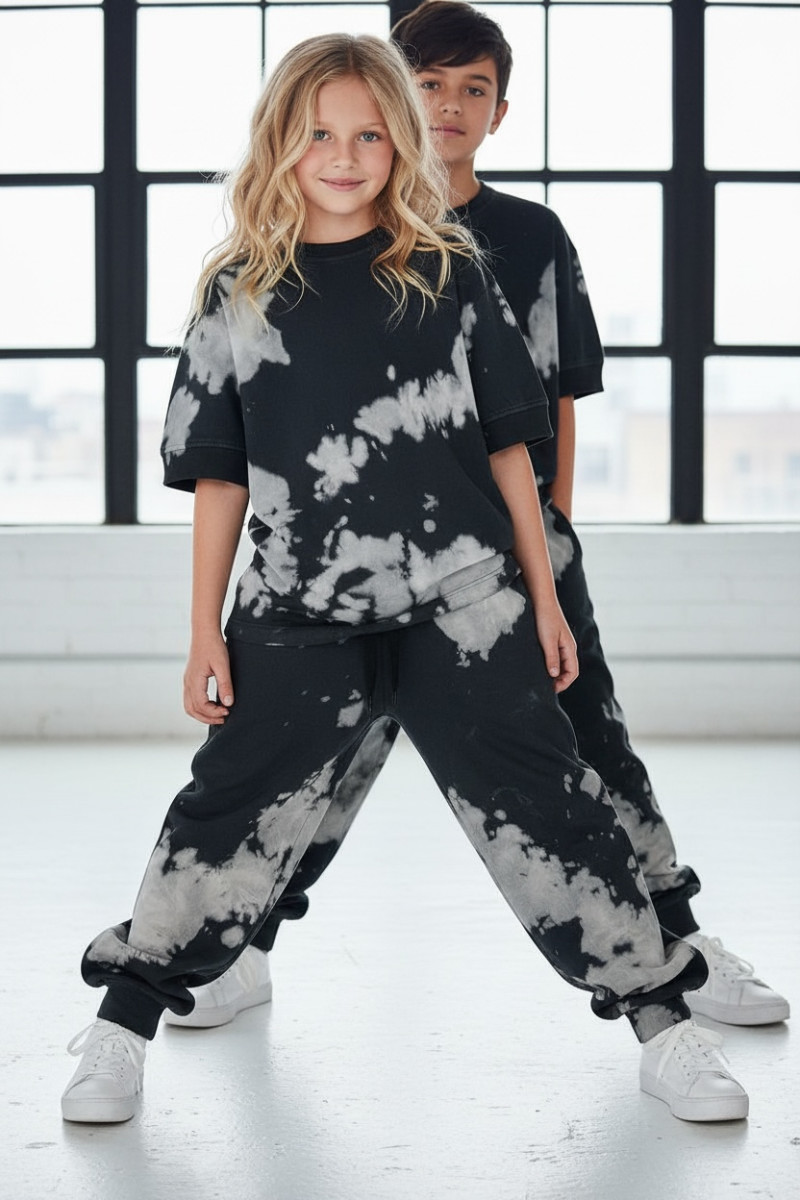 Komplet unisex Tie Dye bluzka i długie spodnie