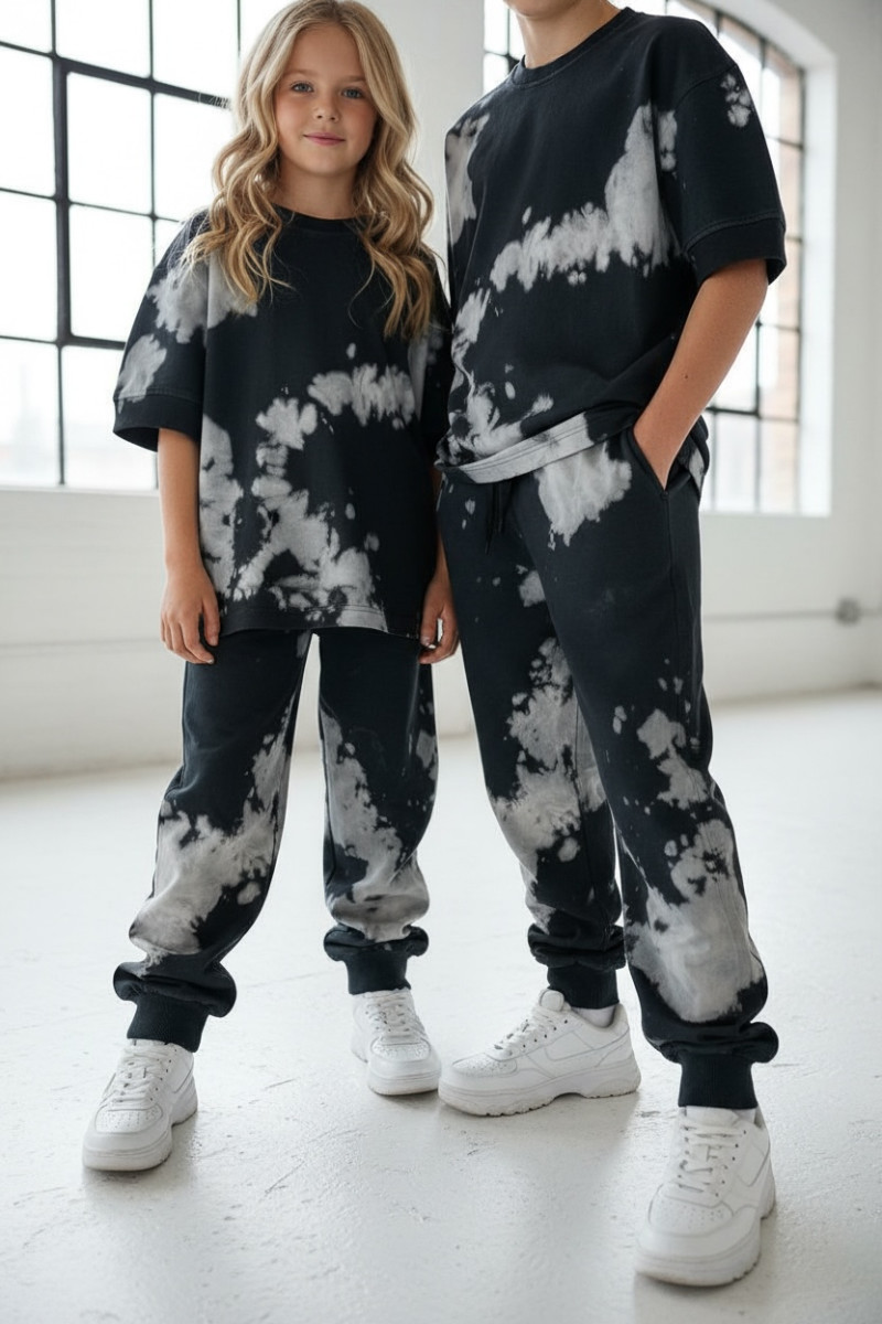 Komplet unisex Tie Dye bluzka i długie spodnie