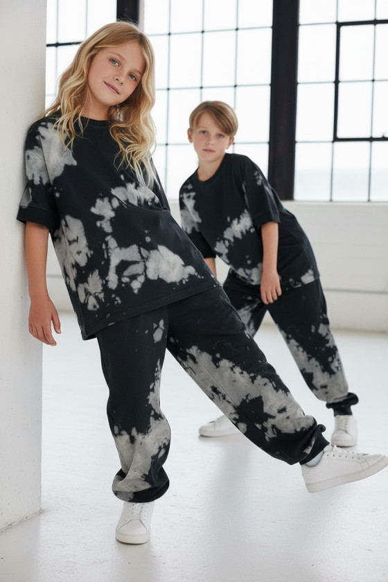 Komplet unisex Tie Dye bluzka i długie spodnie