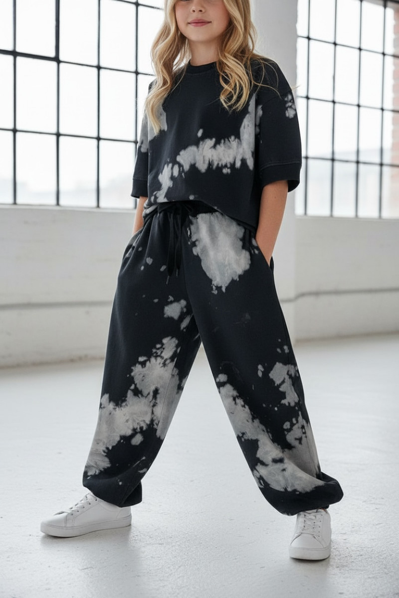 Komplet unisex Tie Dye bluzka i długie spodnie