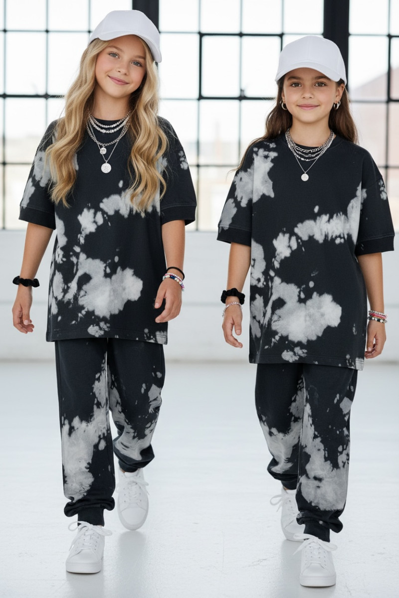 Komplet unisex Tie Dye bluzka i długie spodnie