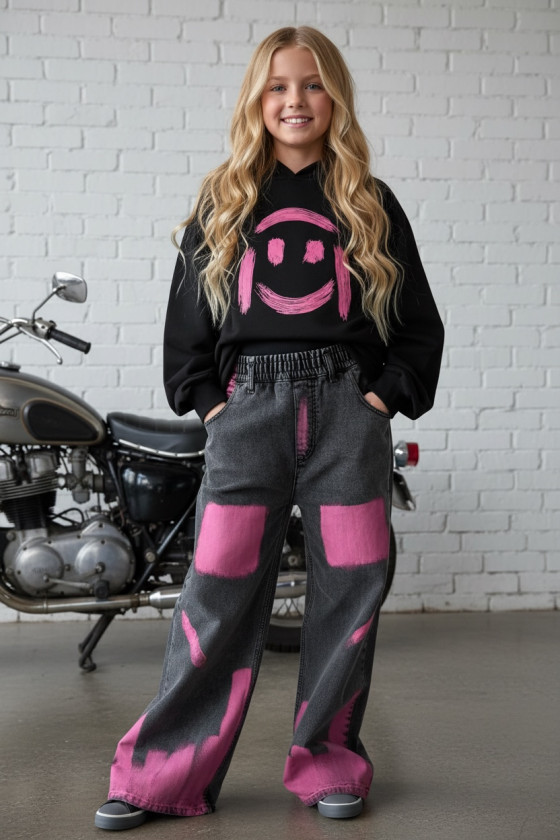 Spodnie jeansowe Hand Paint Pink