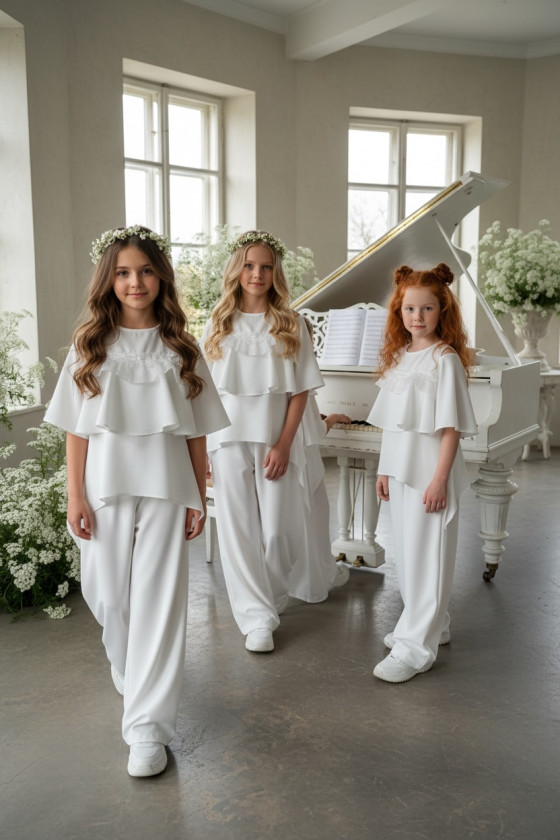 Komplet bluzka i spodnie Lorein Falbanki