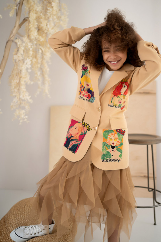 Marynarka dla dziewczynki Wow caffe latte