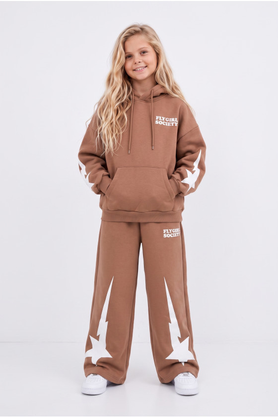 Komlplet bluza i spodnie Double Star jasny brąz