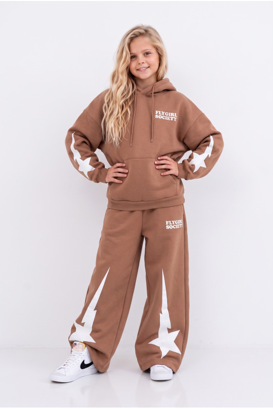 Komlplet bluza i spodnie Double Star jasny brąz