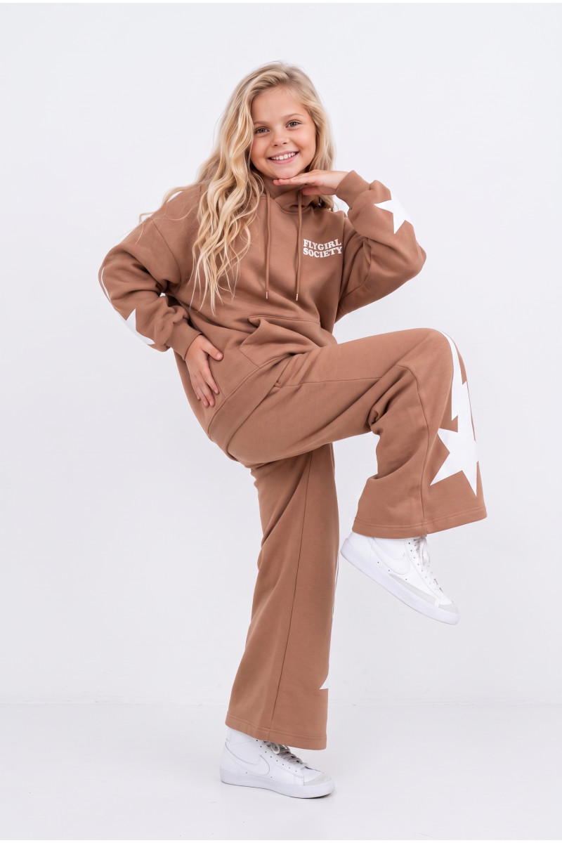 Komlplet bluza i spodnie Double Star jasny brąz