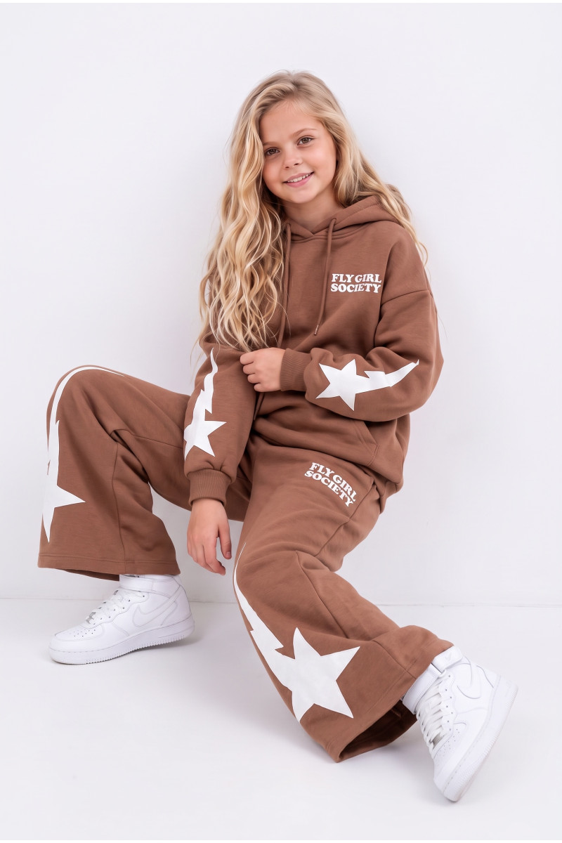 Komlplet bluza i spodnie Double Star jasny brąz