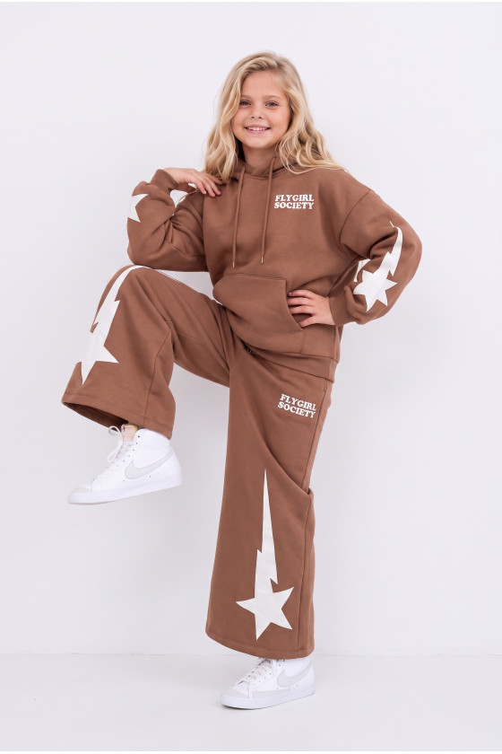 Komlplet bluza i spodnie Double Star jasny brąz