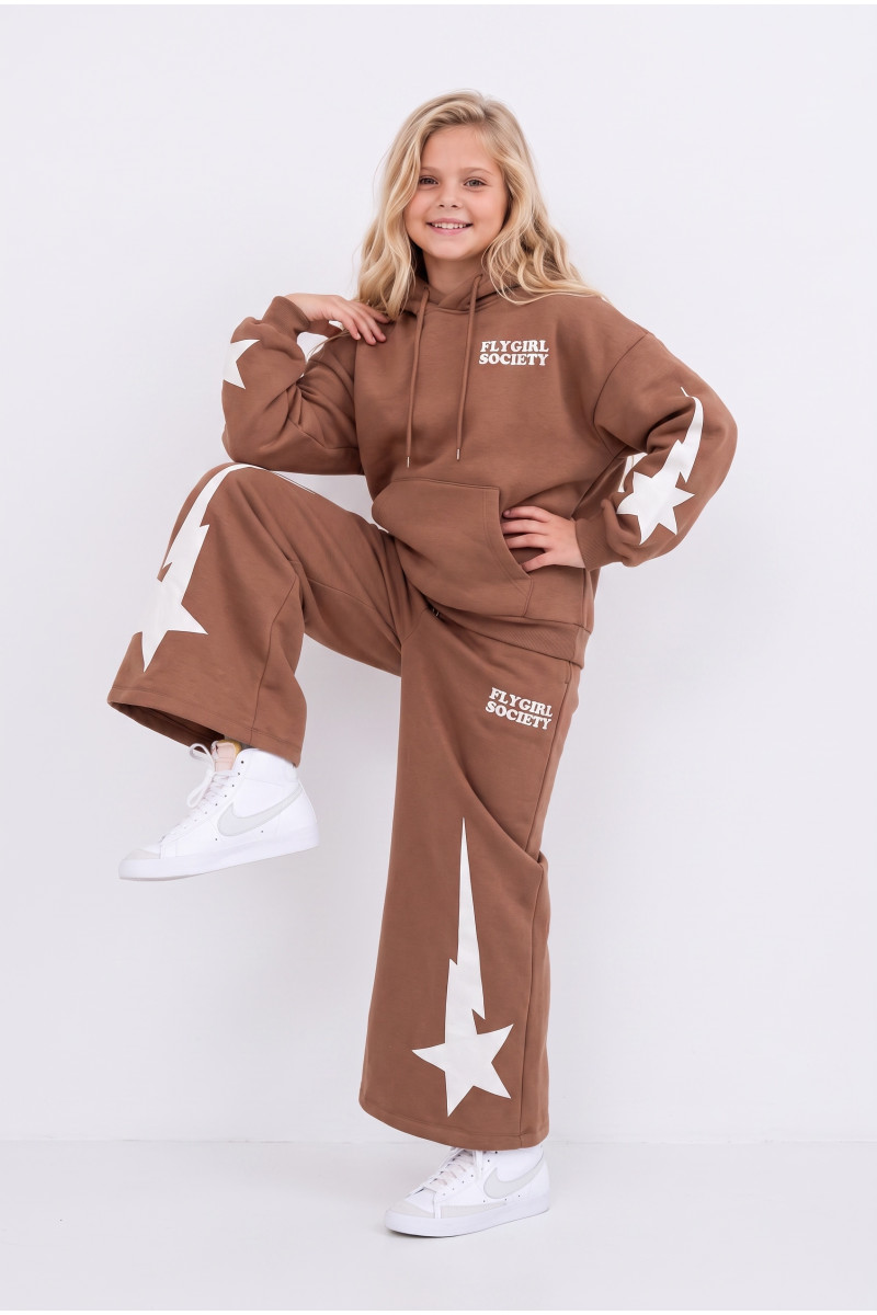 Komlplet bluza i spodnie Double Star jasny brąz