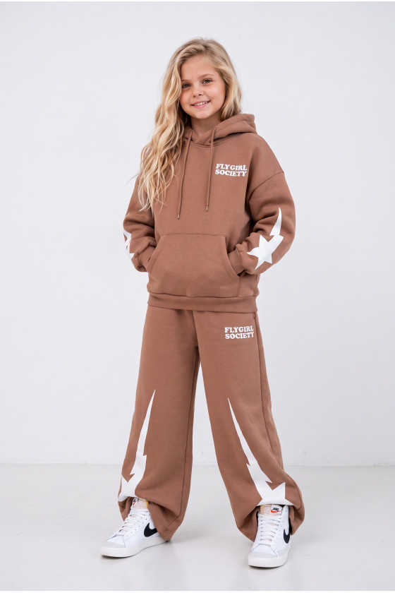 Komlplet bluza i spodnie Double Star jasny brąz