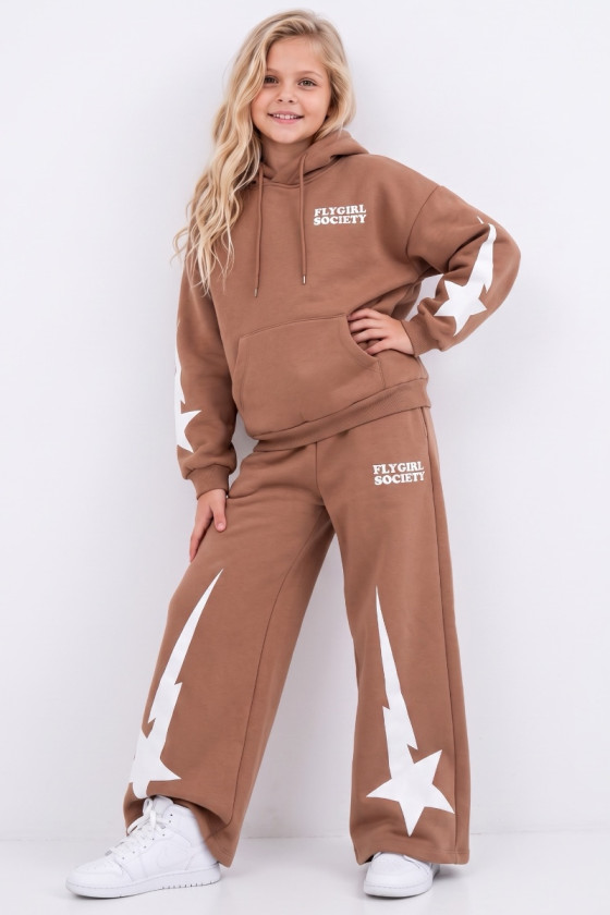 Komlplet bluza i spodnie Double Star jasny brąz