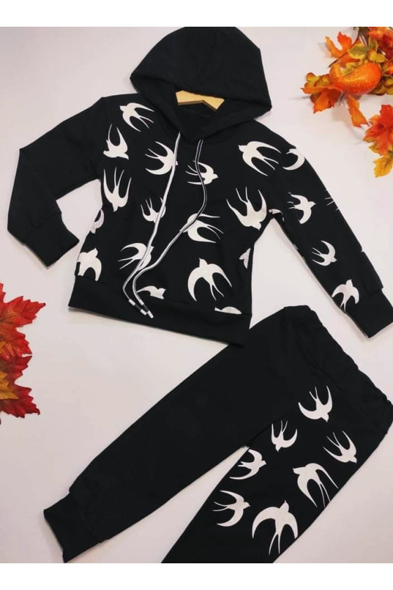 Komplet bawełniany dla dziewczynki bluza i spodnie dres jesień w Sówka