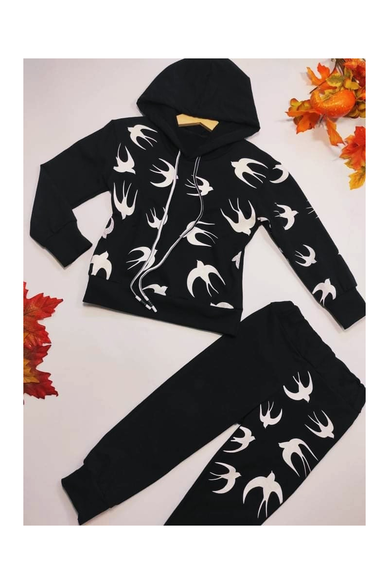 Komplet bawełniany dla dziewczynki bluza i spodnie dres jesień w Sówka