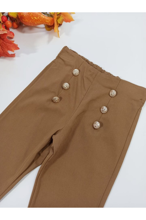 Spodnie dla dziewczynki Titi cygaretki z lycra brązowe
