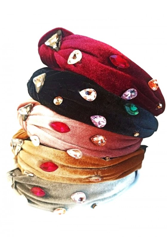 copy of Opaska dla dziewczynki turban welur kolorowe kamienie