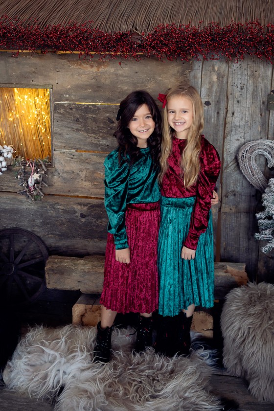 Bluzka zestaw mama i córka dla dziewczynki świąteczne boże narodzenie gwiazdka świeta welurowe odzież dziecięca Sówka