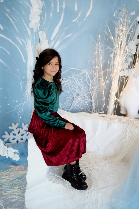 Bluzka zestaw mama i córka dla dziewczynki świąteczne boże narodzenie gwiazdka świeta welurowe odzież dziecięca Sówka